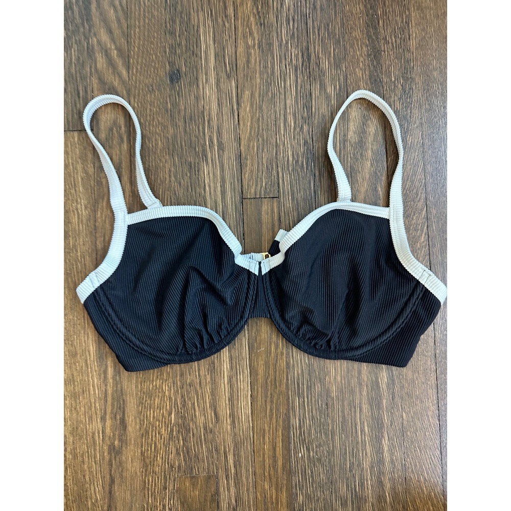 Abercrombie & Fitch Black Bikini Top with White Trim